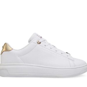 Tommy Hilfiger Tommy Hilfiger Womens Metallic Leather Cupsole Sneakers White