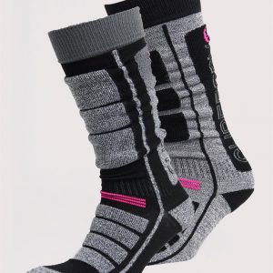 Superdry Snow Merino Sock Double Pack. Black/Grey Marle Mix
