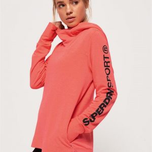 Superdry Sport Active Cowl Hood Paradise Coral Marle