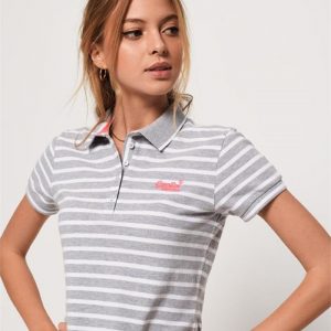 Superdry Classic Polo Top Pebble Grey Stripe