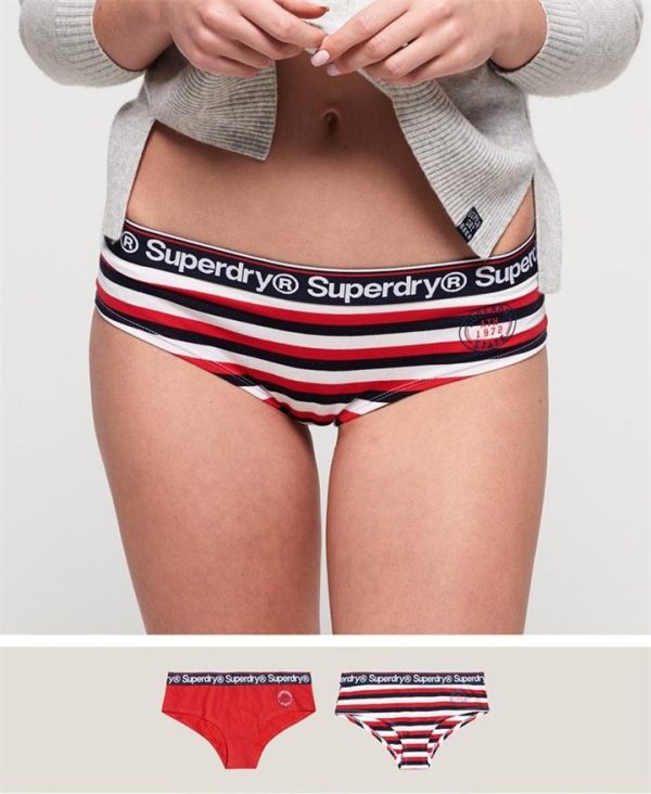 Superdry Nyc Sport Boxer Double Pack Navy Red Stripe Nautical Red