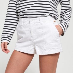 Superdry Broderie Chino Shorts  Optic White