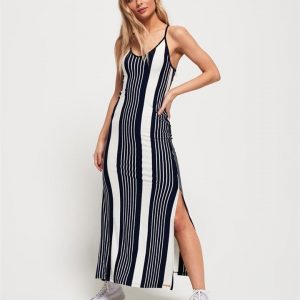 Superdry Azur Stripe Maxi Dress Nautical Navy Stripe