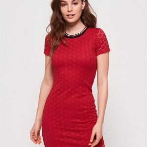 Superdry Eden Floral Lace Mini Dress Nautical Red