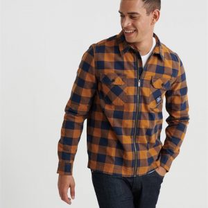 Superdry Workwear L/S Zip Through Yellow Check