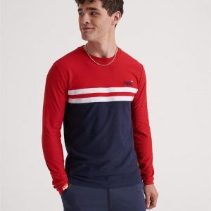 Superdry Ol Colour Block Ls Tee Rouge Red