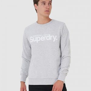 Superdry Core Logo Faux Suede Crew Collective Light Marle