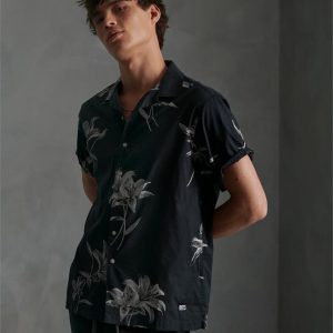 Superdry Hawaiian Box S/S Shirt Venice Flower Black