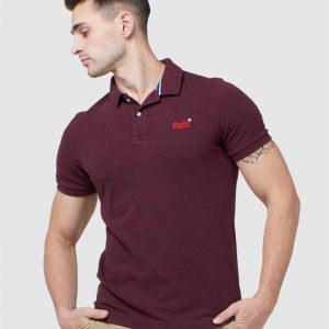 Superdry Classic Pique Polo Deepest Burgundy Grit