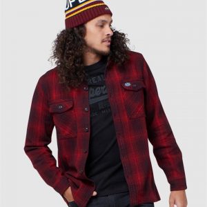 Superdry Miller Flannel Shirt Red Black Ombre Check