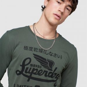 Superdry Military Ls Graphic Top Ivy Green