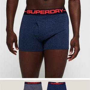 Superdry Sport Boxer Double Pack Navy Marle/Marine Navy Feeder