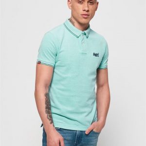 Superdry Classic Poolside Pique Polo Spearmint/White