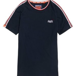 Superdry O L Tipped Sports Stripe Tee Eclipse Navy