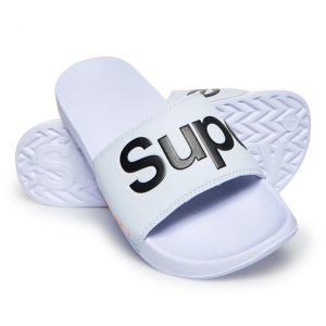 Superdry Superdry Pool Slide Optic White/Drk Nvy/Hzrd Ornge