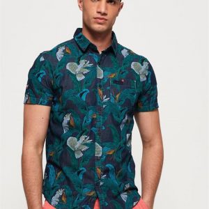 Superdry Miami Loom Shirt Tropical Bird Indigo