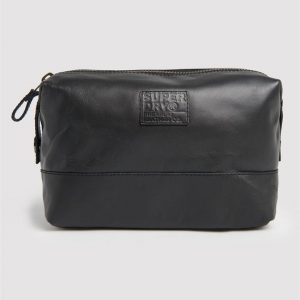 Superdry Leather Premium Washbag Black