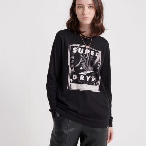 Superdry Bristow Band Graphic Ls Top Manor House Black