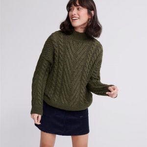 Superdry Dallas Chunky Cable Knit Army Khaki