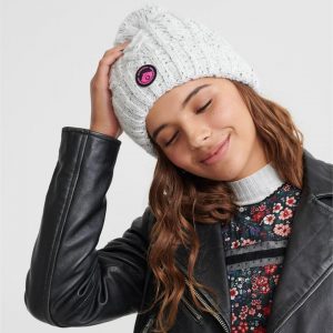 Superdry Gracie Cable Beanie Ice Grey