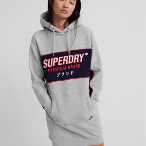 Superdry Graphic Panel Sweat Dress Mid Grey Marle