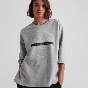 Superdry Oversized Scandi Graphic Top Grey Marle