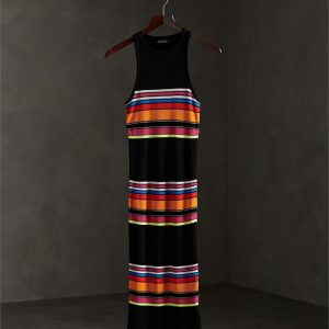 Superdry Stripe Midi Dress Black Stripe