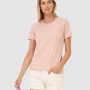 Superdry Vl Emb Outline Entry Tee Peach Whip