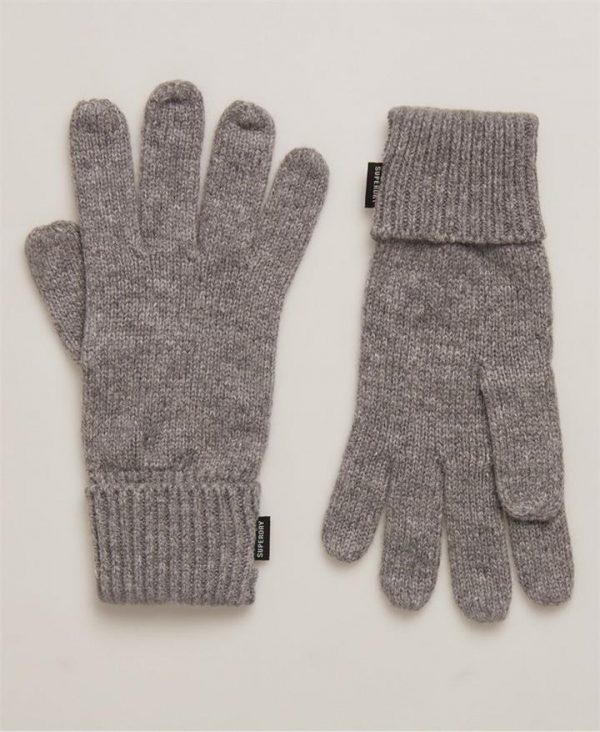 Superdry Heritage Ribbed Gloves Light Grey Marle