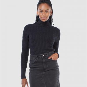 Superdry Croyde Cable Roll Neck Black