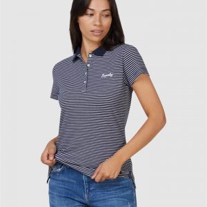 Superdry Scripted Polo Tee Navy Stripe