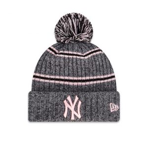 New Era New Era NY Yankees Pom Pom Beanie Dk Grey