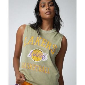 Mitchell & Ness Mitchell & Ness Lakers Locker Room Logo Tank Mushroom
