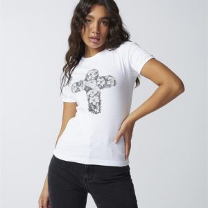 Rolla's Rolla's Floral Cross Tight Rib Tee White