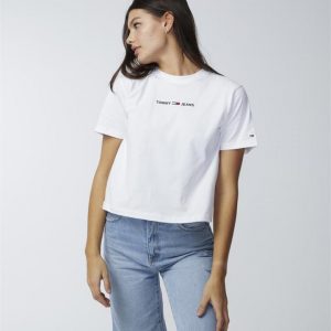 Tommy Hilfiger Tommy Hilfiger Logo Embroidery Organic Cotton T-Shirt White