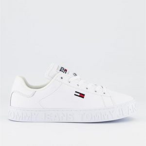 Tommy Hilfiger Tommy Hilfiger Womens Leather Embossed Sole Trainer White