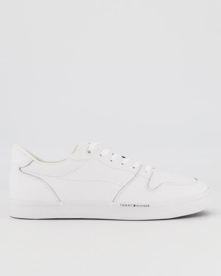 Tommy Hilfiger Tommy Hilfiger Mens Leather Perforated Vulcanised Trainers White
