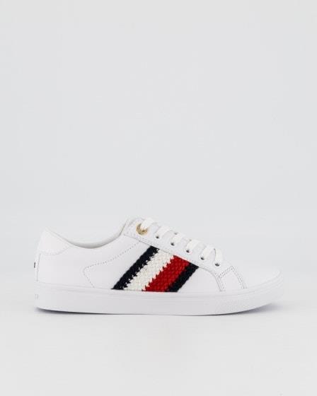 Tommy Hilfiger Tommy Hilfiger Womens Signature Leather Cupsole Sneakers White