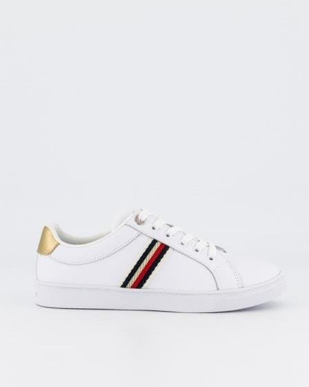Buy Tommy Hilfiger Womens Webbing Signature Detail Court Trainers White ...