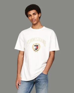 Tommy Hilfiger Tommy Hilfiger Logo Embroidery Crew Neck T-shirt Ancient White