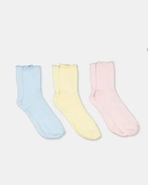 Platypus Socks Platypus Socks Platypus Half Crew Lettuce Edge 3 Pack Blue Pink Lemon