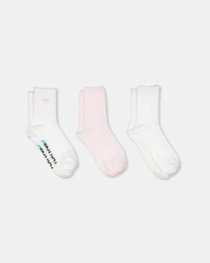 Platypus Socks Platypus Socks Platypus Half Crew Bow Socks 3 PK White Pink Off White