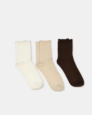 Platypus Socks Platypus Socks Platypus Half Crew Lettuce Edge 3 Pack Choc Ecru Tan