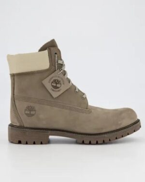 Timberland Timberland Mens 6 Inch Premium Waterproof Boot Md Grey Nubuck W Lt Green