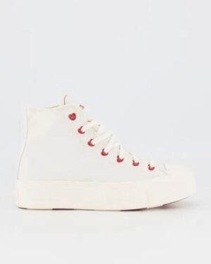 Converse Converse Womens Chuck Taylor All Star Hearts Lift High Top Vintage White