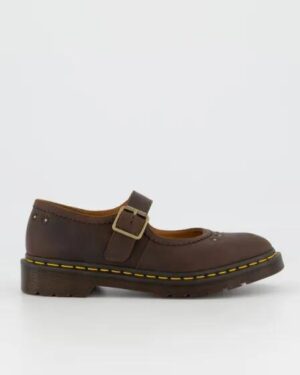 Dr Martens Dr Martens Womens Mary Jane Flower Dark Brown Crazy Horse