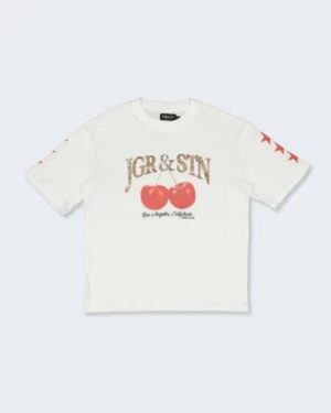 JGR & STN JGR & STN Cherry Star Oversized Tee White