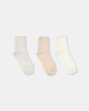 Platypus Socks Platypus Socks Platypus Lettuce Edge Socks 3 PK Light Grey Beige Off